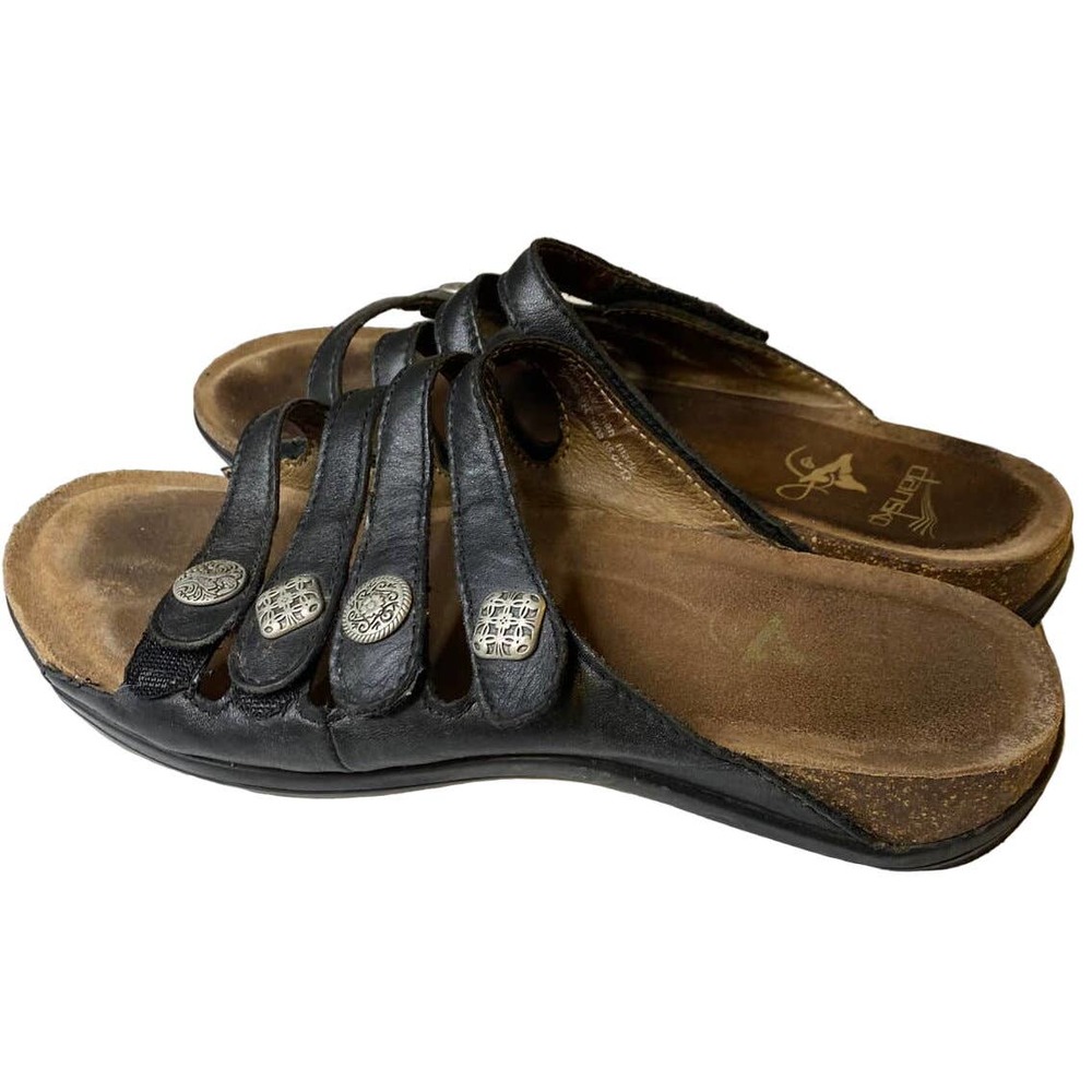 Dansko Janie Black Leather Comfort Strappy Sandal Womens Size 39